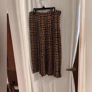 Unbranded vintage black brown pleated 100% silk midi skirt size 10